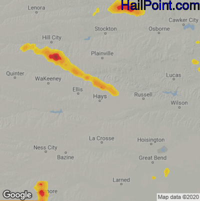 Hail Map for Hays, KS Region on September 17, 2021