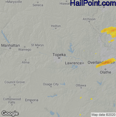 Hail Map for Topeka, KS Region on September 20, 2021