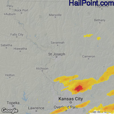 Hail Map for St. Joseph, MO Region on September 20, 2021 