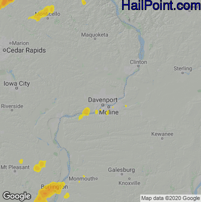 Hail Map for Davenport, IA Region on September 20, 2021