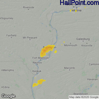 Hail Map for Burlington, IA Region on September 21, 2021