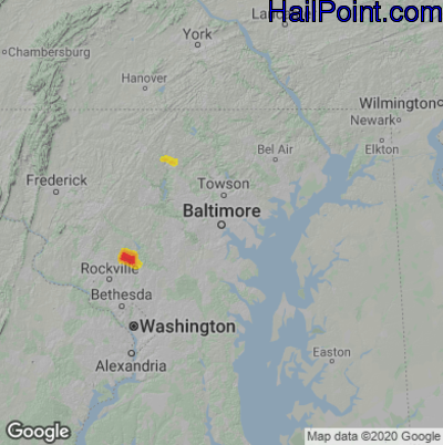 Hail Map for Baltimore, MD Region on September 28, 2021 