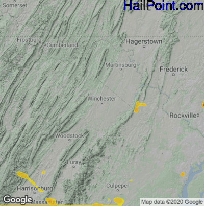 Hail Map for Winchester, VA Region on September 28, 2021