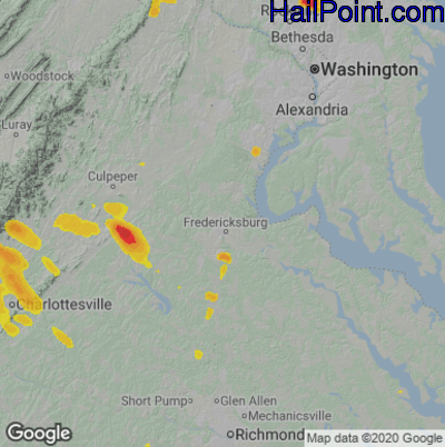 Hail Map for Fredericksburg, VA Region on September 28, 2021