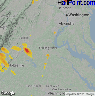 Hail Map for Fredericksburg, VA Region on September 28, 2021 