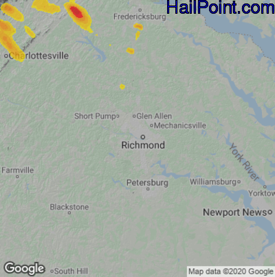 Hail Map for Richmond, VA Region on September 28, 2021