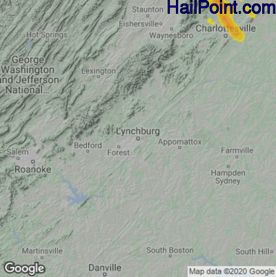 Hail Map for Lynchburg, VA Region on September 28, 2021