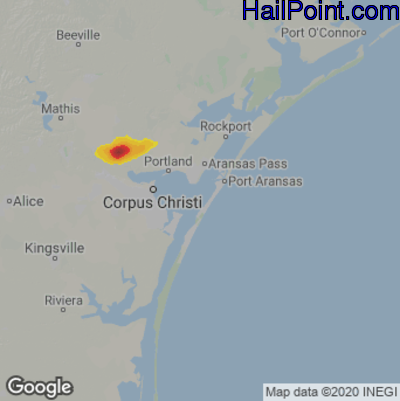 Hail Map for Corpus Christi, TX Region on September 28, 2021 