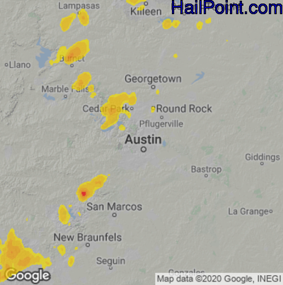 Hail Map for Austin, TX Region on September 28, 2021 