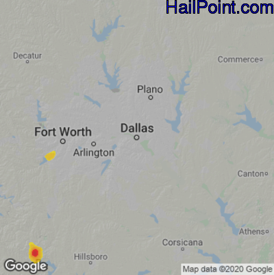 Hail Map for Dallas, TX Region on October 1, 2021