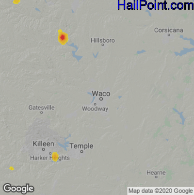 Hail Map for Waco, TX Region on October 1, 2021 