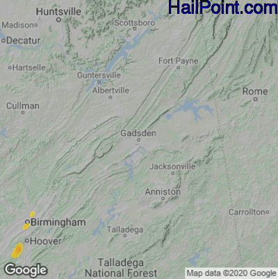 Hail Map for Gadsen, AL Region on October 4, 2021 