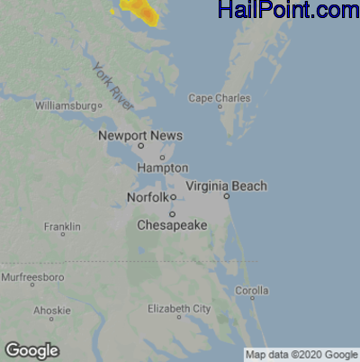 Hail Map for Norfolk, VA Region on October 5, 2021