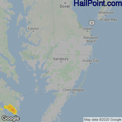 Hail Map for Salisbury., MD Region on October 5, 2021