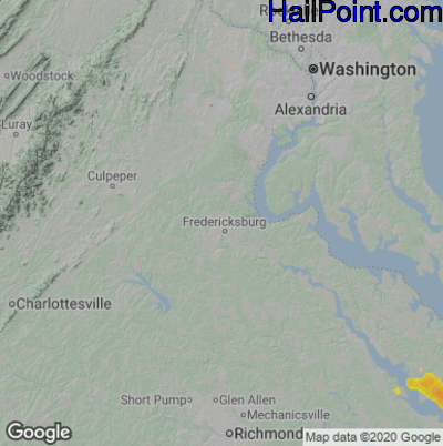 Hail Map for Fredericksburg, VA Region on October 5, 2021 