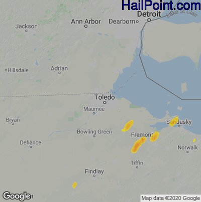 Hail Map for Toledo, OH Region on October 8, 2021