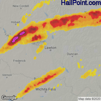 Hail Map for Lawton, OK Region on October 10, 2021 