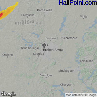 Hail Map for Tulsa, OK Region on October 10, 2021