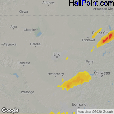 Hail Map for Enid, OK Region on October 10, 2021 