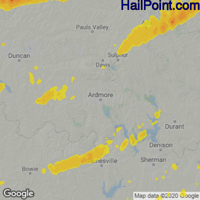Hail Map for Ardmore, OK Region on October 10, 2021 