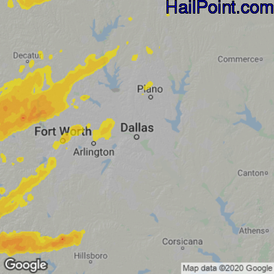 Hail Map for Dallas, TX Region on October 11, 2021 