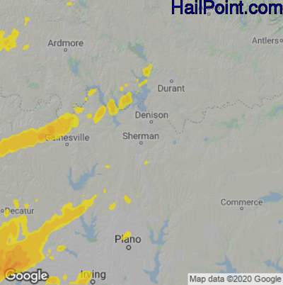 Hail Map for Sherman, TX Region on October 11, 2021