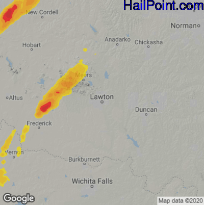 Hail Map for Lawton, OK Region on October 12, 2021
