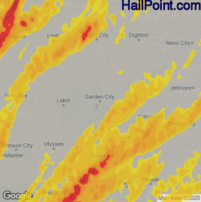 Hail Map for Garden City, KS Region on October 13, 2021