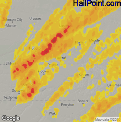 Hail Map for Liberal, KS Region on October 13, 2021