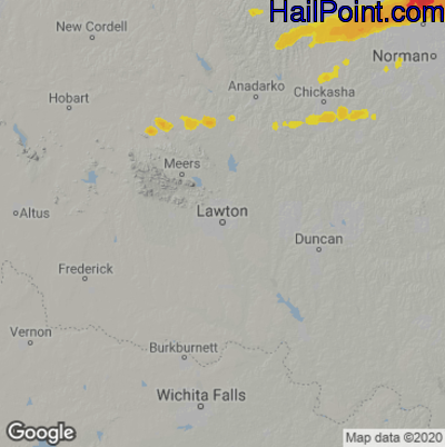 Hail Map for Lawton, OK Region on October 15, 2021