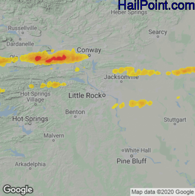 Hail Map for Little Rock, AR Region on October 15, 2021