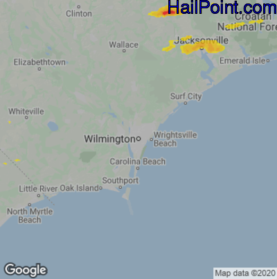 Hail Map for Wilmington, NC Region on October 22, 2021