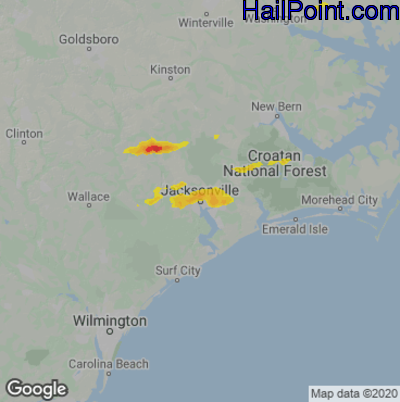 Hail Map for Jacksonville, NC Region on October 22, 2021