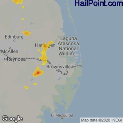Hail Map for Brownsville, TX Region on October 22, 2021