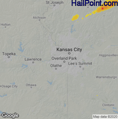 Hail Map for Shawnee, KS Region on October 24, 2021 