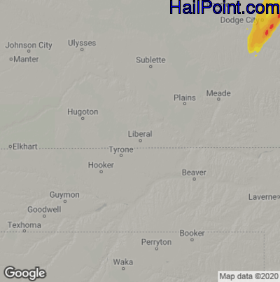 Hail Map for Liberal, KS Region on October 27, 2021