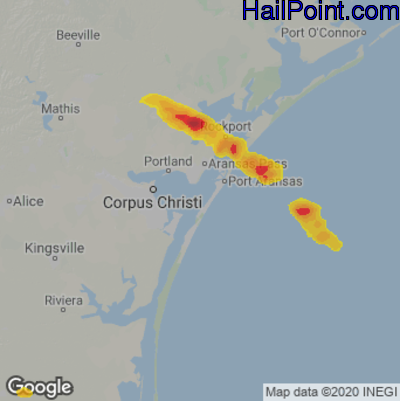 Hail Map for Corpus Christi, TX Region on November 3, 2021 