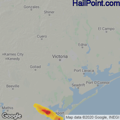 Hail Map for Victoria, TX Region on November 3, 2021 