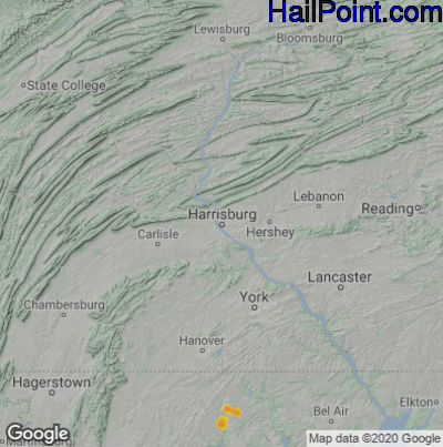Hail Map for Harrisburg, PA Region on November 10, 2021