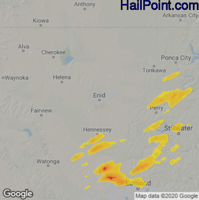 Hail Map for Enid, OK Region on November 10, 2021 