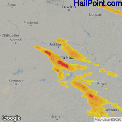 Hail Map for Wichita Falls, TX Region on November 10, 2021