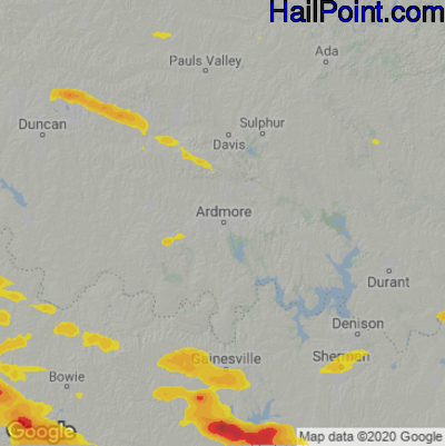 Hail Map for Ardmore, OK Region on November 11, 2021