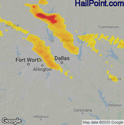 Hail Map for Dallas, TX Region on November 11, 2021