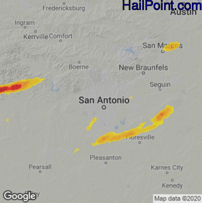 Hail Map for San Antonio, TX Region on December 18, 2021
