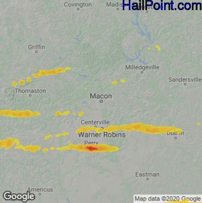 Hail Map for Macon, GA Region on December 30, 2021