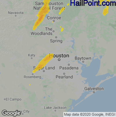 Hail Map for Houston, TX Region on January 9, 2022 