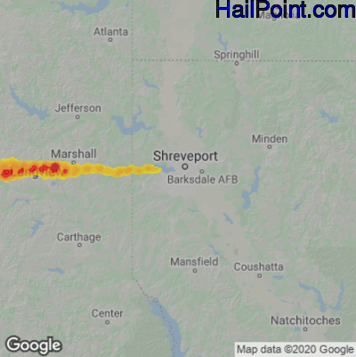 Hail Map for Shreveport, LA Region on January 19, 2022 