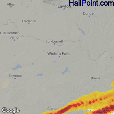 Hail Map for Wichita Falls, TX Region on February 22, 2022