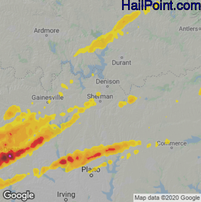 Hail Map for Sherman, TX Region on February 22, 2022