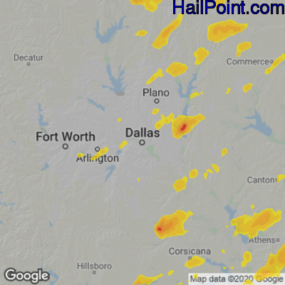 Hail Map for Dallas, TX Region on March 14, 2022 